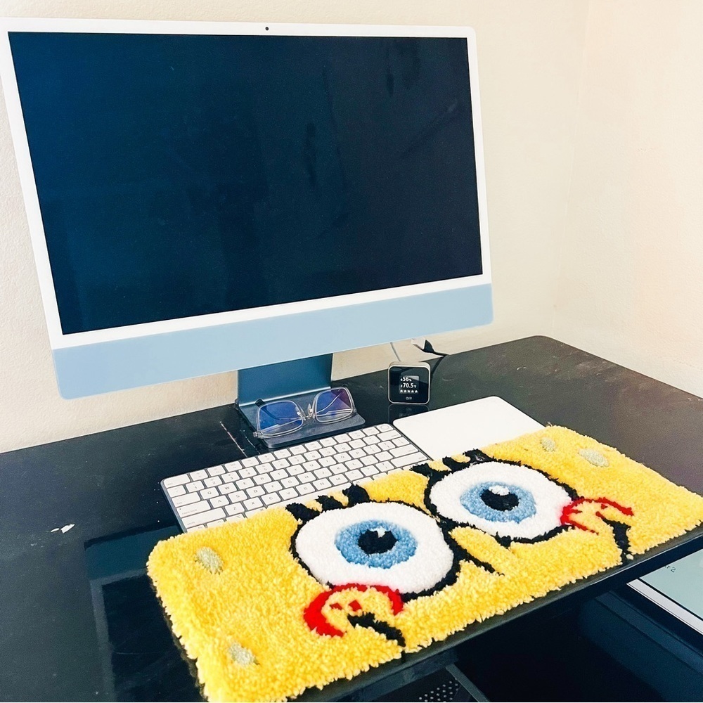 CUSTOM Tufted Keyboard Rug Spongebob Squarepants Size 19" by 7.5"